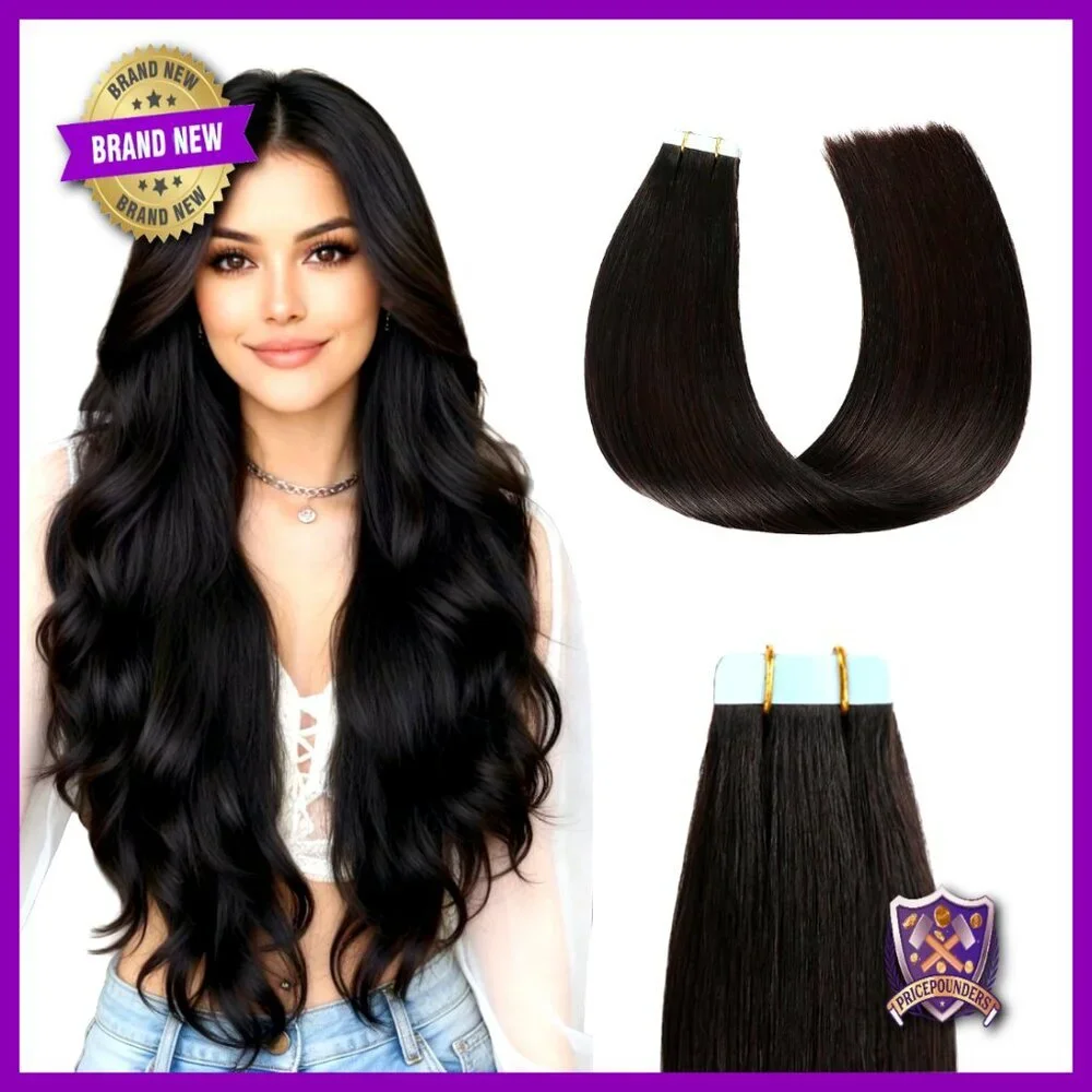 18 Inch Straight Remy Human Hair Tape In Extensions 50g 20 Pieces
